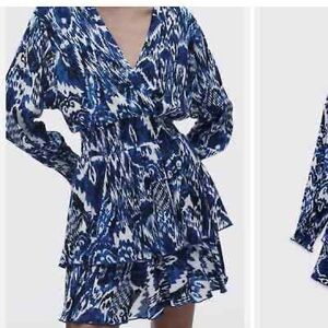 Zara Brand New Blue Patterned Women's Dress